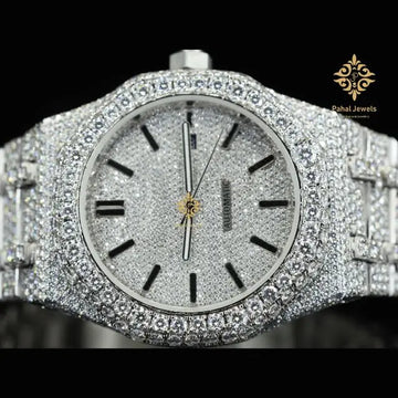 Luxury Automatic Iced Moissanite Mens Watch Refined Diamond Bracelet Clasp High-End Mechanical Movement for Any Occasion Date