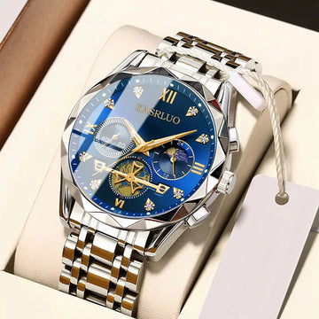 KASRLUO Luxury Mens Watch High Quality Waterproof Luminous Men Diamond Watches Stainless Steel Quartz Men's Wrist Watches Reloj