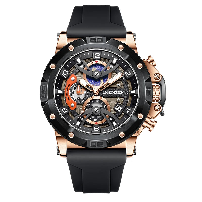 LIGE 2025 New Luxury Mens Watch Fashion Sports Dive Watches Men Waterproof Luminous Chronograph Quartz Wristwatches Reloj Hombre