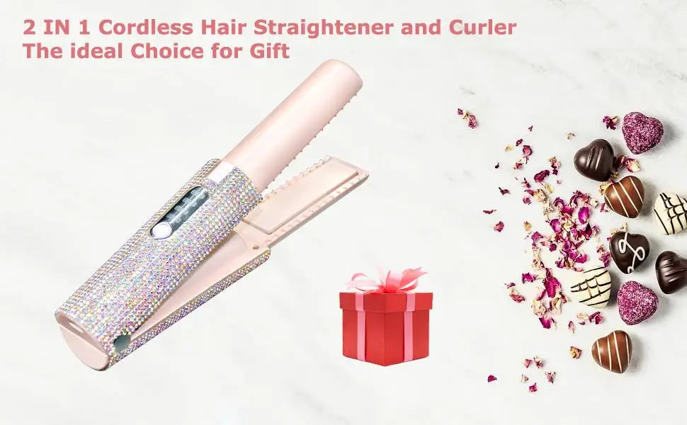 Hot Selling Portable Mini Wireless Flat Iron Women USB Rechargeable Cordless Hair Straightener Travel Hair Curler Straightener