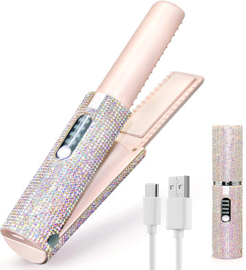 Hot Selling Portable Mini Wireless Flat Iron Women USB Rechargeable Cordless Hair Straightener Travel Hair Curler Straightener