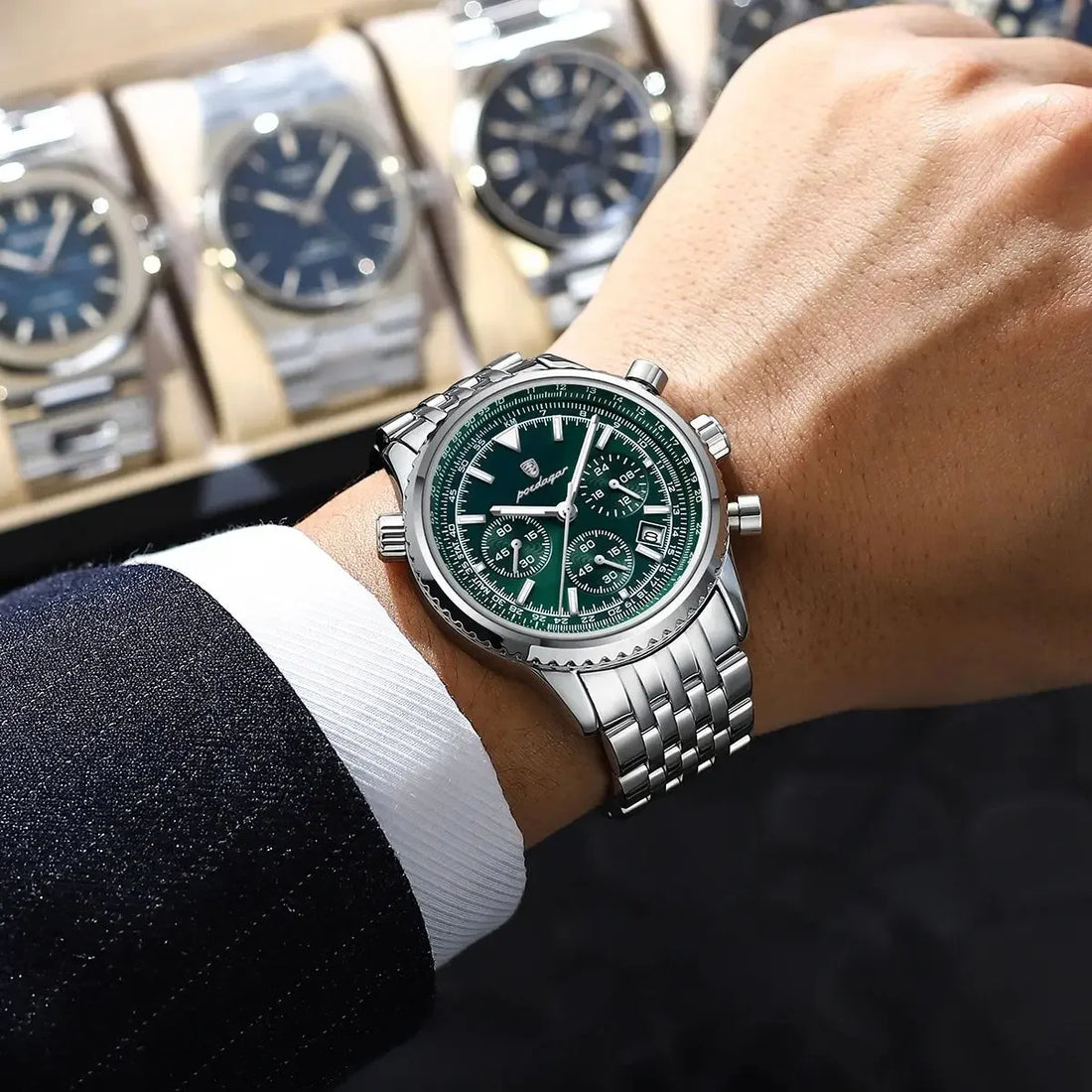 POEDAGAR 960 Mens Watch New Luxury  Waterproof Luminous Date Week Stainless Steel Watch Casual Men's Quartz Watches