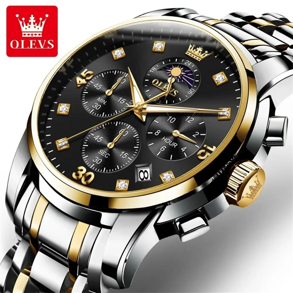 OLEVS 3652 Luminous Hands Auto Date 24 Hours Display Mens Watch Original Luxury Classic Quartz Wristwatch Man Waterproof Watches