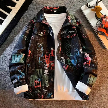 2026 spring new style coat men fashion Jean Jackets men Outerwear printing Denim Coats,autumn mens Denim Jacket male size M-4XL