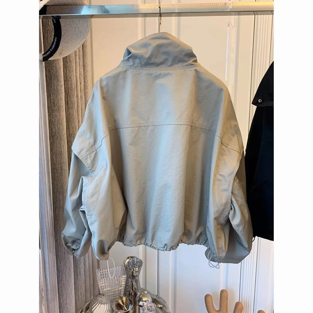 Man Cargo Coat Spring Autumn Single-breasted Turn Down Collar Male Short Windbreaker Loose Long Sleeve Casual Men Outerwear