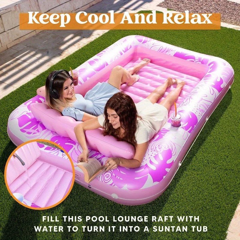 JOYFY Inflatable Tanning Pool Lounger Float 85" x 57" Extra Large Pool Floats for Adult Summer Water Party Gifts
