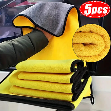 1/3/5pcsThicken Microfiber Car Cleaning Towels Soft Quick Drying Windows Mirrors Wiping Rags Home Double Layer Clean Cloths
