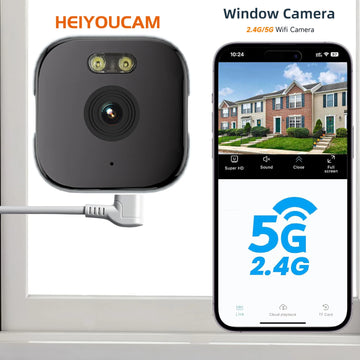 1/2PCS HEIYOUCAM 2K No Drill Window Camera-for Home Security Indoor&Outdoor Monitoring thru Glass, Human Detection