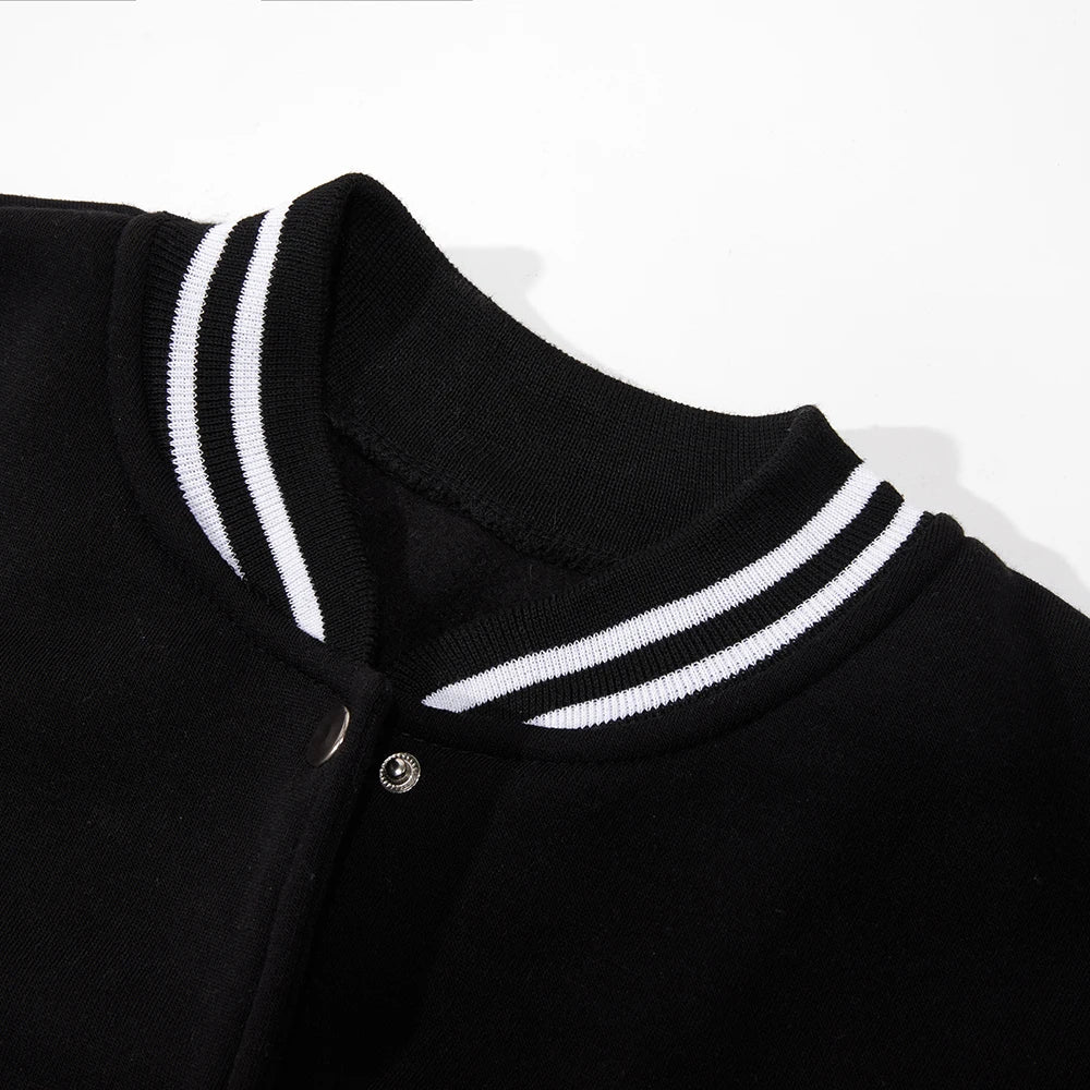Black White Jacket Coats 5XL Loose Oversized Clothes Casual Men Women Baseball Clothes Couple Street Coat Warm Fleece Jackets
