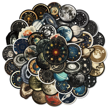 10/25/50pcs Moon Space Galaxy Stickers Graffiti for DIY Decor Waterproof Water Bottle Phone Laptop Skateboard Laptop Guitar