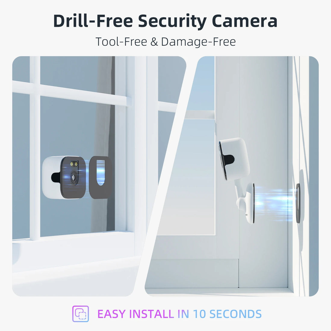 1/2PCS HEIYOUCAM 2K No Drill Window Camera-for Home Security Indoor&Outdoor Monitoring thru Glass, Human Detection