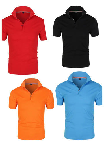2025 Summer New Men's Short Sleeve Collar T-shirt New Solid Color Casual Polo Shirt Fashion Breathable Loose Basic Top