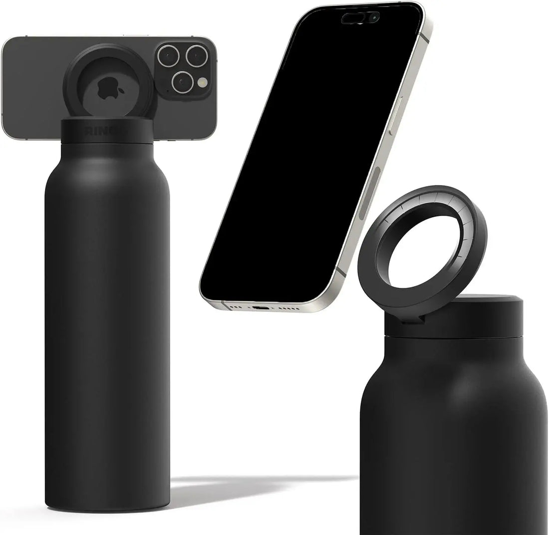 24oz Insulated Stainless Steel Sports Water Bottle with Straw Outdoor Insulated Water Cup with Magnetic Phone Holder Thermos
