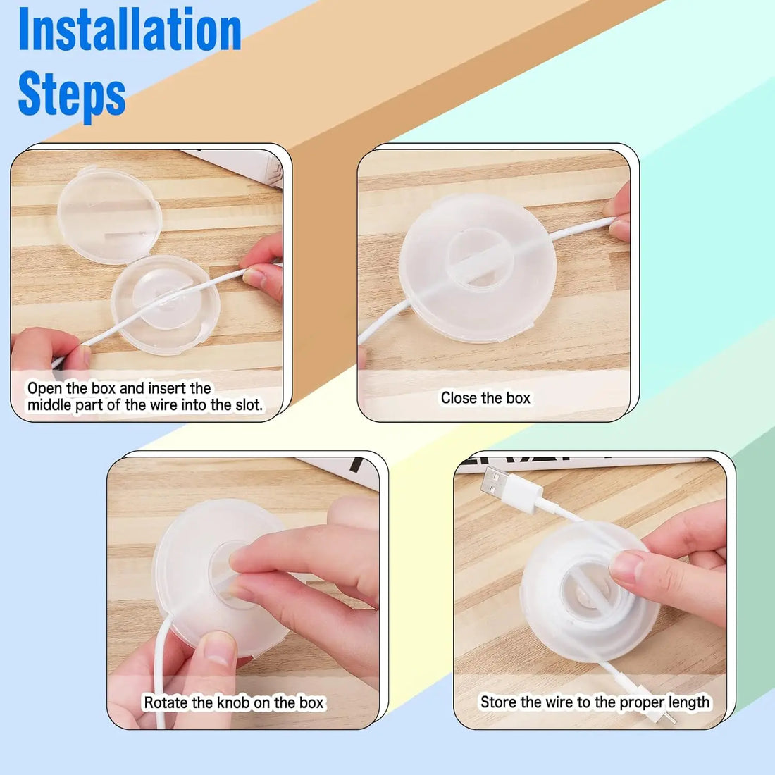 Cord Organizer Portable Charger Cords Holder Round Storage Cable Winder Retractable Cables Management for Home Office Classroom