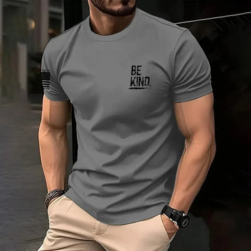 Retro American men's T-shirt casual wear, crew collar short-sleeved top, outdoor simple daily men's breathable sports T-shirt