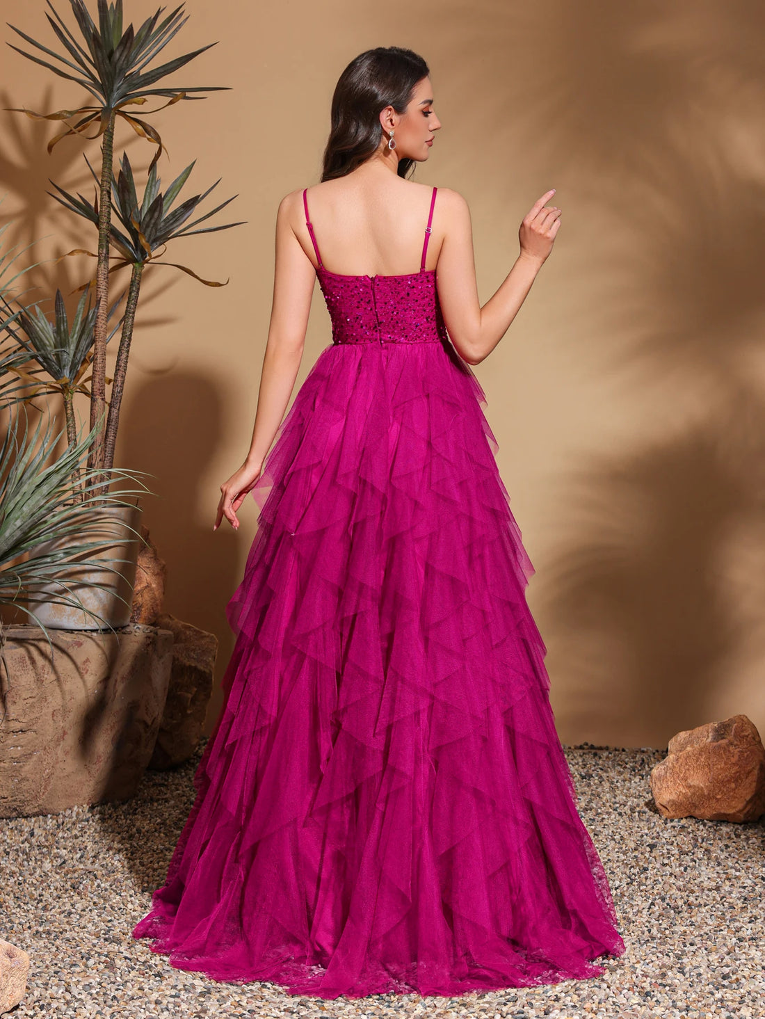 Rose Red  lady's long dres Family evening dresses party dresses festival attire graduation clothing holiday date outfit