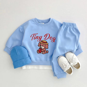 Cartoon Fashion Children Sweatshirt Set Spring Fall Kids Clothing Long Sleeve Tracksuit Crewneck Hoodie + Pants Casual Outfits