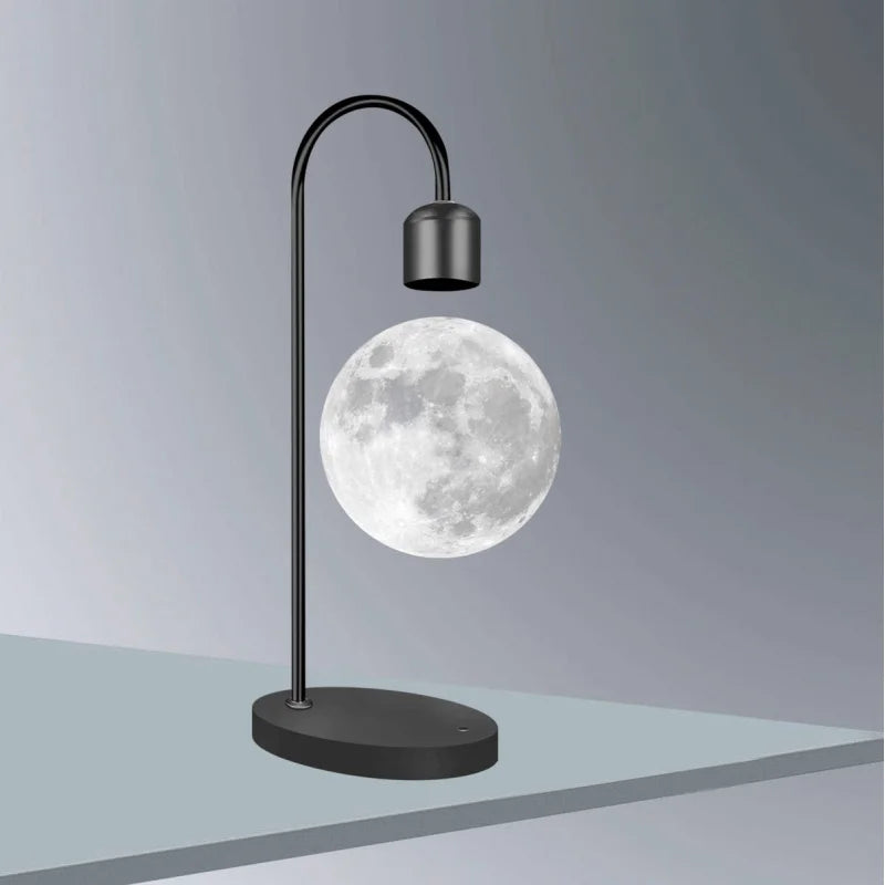 3D Printed Magnetic Floating Moon Lamp - 3-Color Adjustable LED, Seamless Design, Night Light for Home Decor